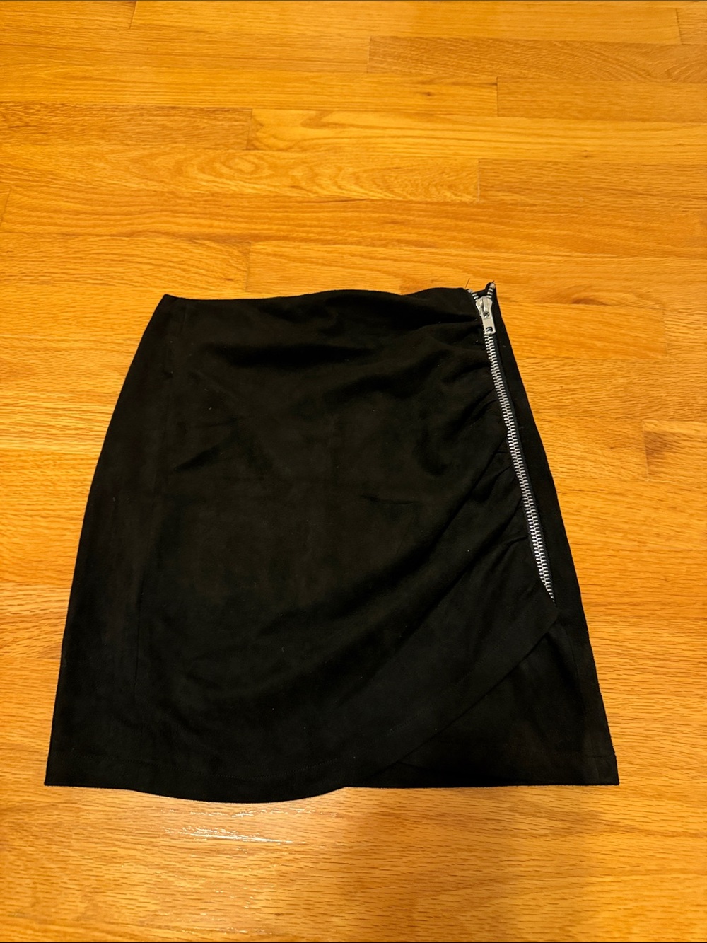 Soprano Black Mini Skirt with Exposed Silver Zip Accent